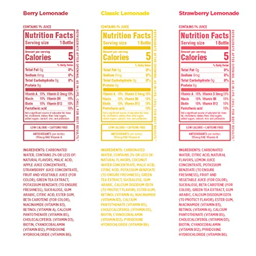Sparkling Ice Lemonade Variety Pack, Flavored Sparkling Water, Zero Sugar, with Vitamins and Antioxidants, 17 fl oz, 12 count (Berry Lemonade, Classic Lemonade, Strawberry Lemonade)