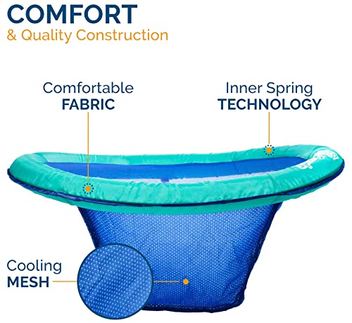 SwimWays Spring Float Papasan Pool Lounger with Hyper-Flate Valve, Inflatable Pool Float, Aqua