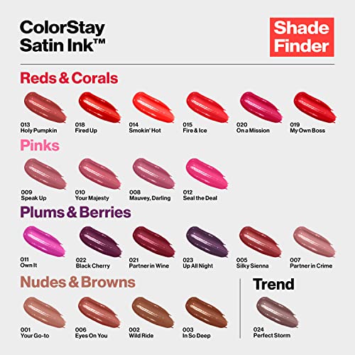 Liquid Lipstick by Revlon, Lip Makeup, ColorStay Satin Ink, Longwear Rich Lip Colors, Formulated with Black Currant Seed Oil, 032 Lady Topaz, 0.17 Fl Oz