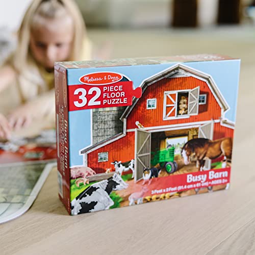 Melissa and Doug Busy Barn Shaped Jumbo Jigsaw Floor Puzzle (32 pcs, 2 x 3 feet)