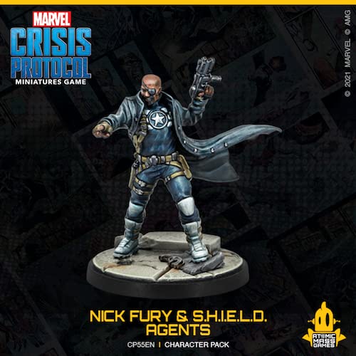 Atomic Mass Games Marvel Crisis Protocol Nick Fury and S.H.I.E.L.D. Agents Character Pack Miniatures Battle Game Strategy Game for Adults Ages 14+ 2 Players Avg. Playtime 90 Minutes, Various,CP55EN