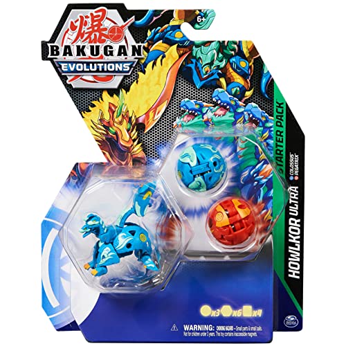 Bakugan Evolutions Starter Pack 3-Pack, Howlkor Ultra with Colossus and Pegatrix, Collectible Action Figures, Ages 6 and Up