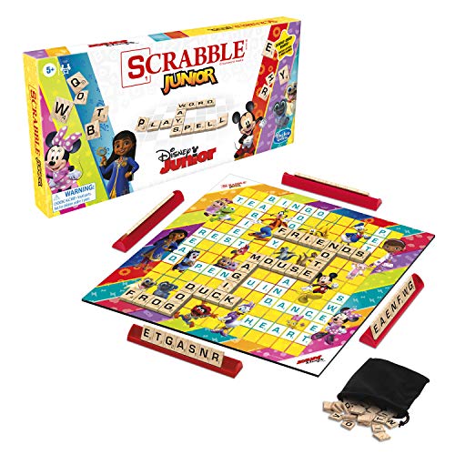 Hasbro Gaming Scrabble Junior: Disney Junior Edition Board Game, Double -Sided Game Board, Matching and Word Game (Amazon Exclusive)