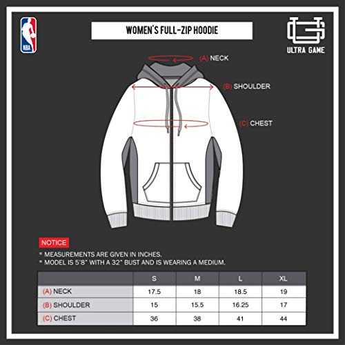 NBA Los Angeles Clippers Women's Full Zip Hoodie Sweatshirt Jacket Dime, Medium, Black