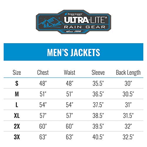 FROGG TOGGS Men's Ultra-lite2 Waterproof Breathable Rain Jacket, Blue, XX-Large