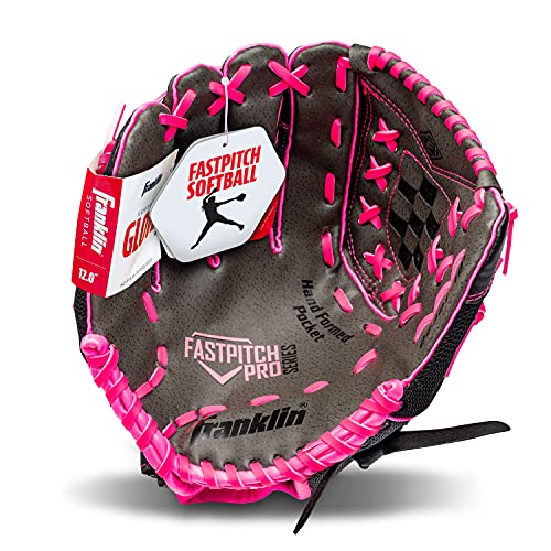Franklin Sports Softball Glove - Left and Right Handed Softball Fielding Glove - Windmill Fastpitch Pro Series - Adult and Youth Fielding Glove - 12 Inch Left Hand Throw - Pink