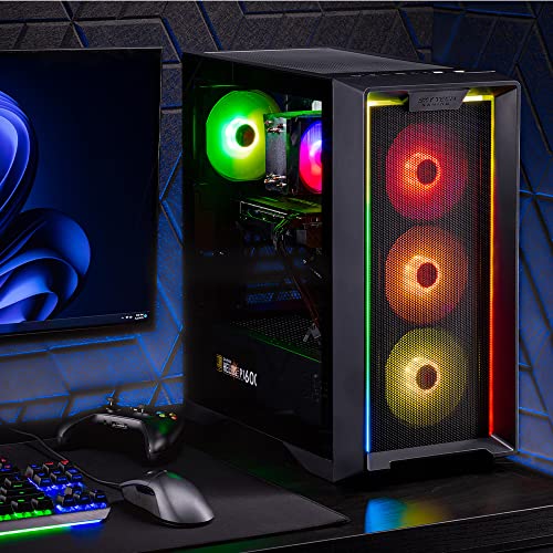 Skytech Nebula Gaming PC Desktop – Intel Core i3 12100F 3.3 GHz, NVIDIA RTX 3050, 500GB NVME SSD, 16GB DDR4 RAM 3200, 600W Gold PSU, Wi-Fi, Windows 11 Home 64-bit