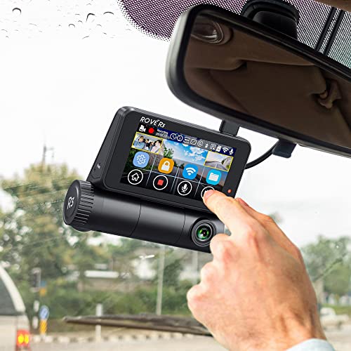 Rove R3 Dash Cam, 3” IPS Touch Screen, 3 Channel Dash Cam Front and Rear with Cabin, 5.0 GHz WiFi, Built-in GPS, 2K-1440P+1080P+1080P, 24-HR Parking Monitor, Supercapacitor, Supports up to 512GB Max