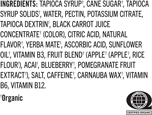 PROBAR - Bolt Organic Energy Chews, Raspberry, Non-GMO, Gluten-Free, USDA Certified Organic, Healthy, Natural Energy, Fast Fuel Gummies with Vitamins B and C (12 Count