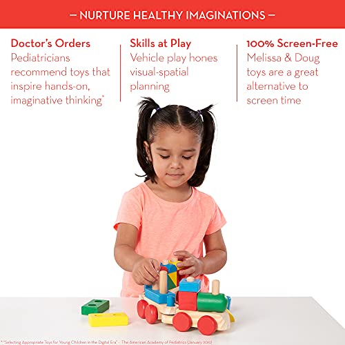 Melissa and Doug Stacking Train - Classic Wooden Toddler Toy (18 pcs) - Wooden Train Set, Wooden Sorting and Stacking Toys For Toddlers Ages 2+