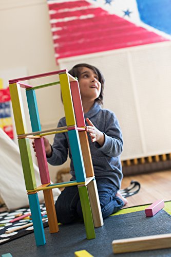 6 Piece Tegu Pocket Pouch Prism Magnetic Wooden Block Set, Tints