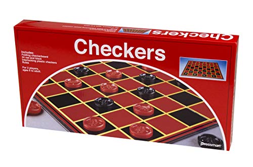 Pressman Checkers -- Classic Game With Folding Board and Interlocking Checkers