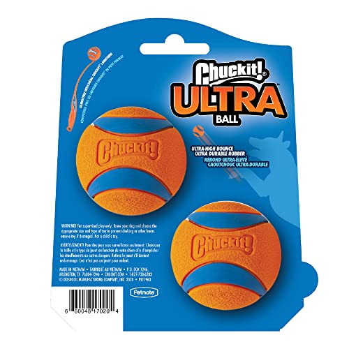Chuckit Ultra Ball Dog Toy, Small (2 Inch Diameter), Pack of 2, for Breeds 0-20 lbs
