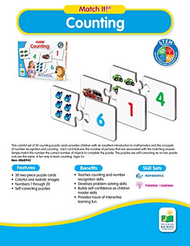 The Learning Journey: Match It! - Counting - 30 Piece Self-Correcting Number and Learn to Count Puzzle - Preschool Learning Toys - Award Winning Toys