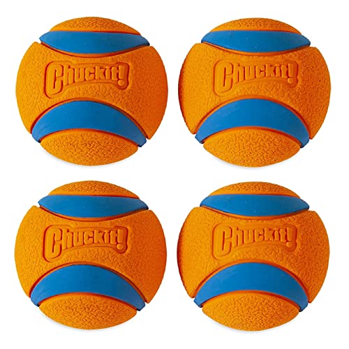 Chuckit Ultra Ball Dog Toy, Medium (2.5 Inch Diameter) Pack of 4, for breeds 20-60 lbs