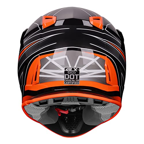 GLX GX23 Dirt Bike Off-Road Motocross ATV Motorcycle Full Face Helmet for Men Women, DOT Approved (Sear Orange, Medium)