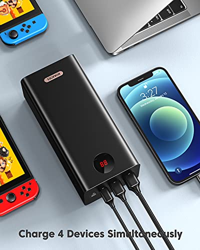 ROMOSS 60000mAh High Capacity Power Bank, 22.5W Max PD 3.0 Fast Charging Portable USB C Battery Packs with 4 Outputs and 3 Inputs and LCD Display, Rechargeable Battery Bank for iPhone and Outdoors Camping