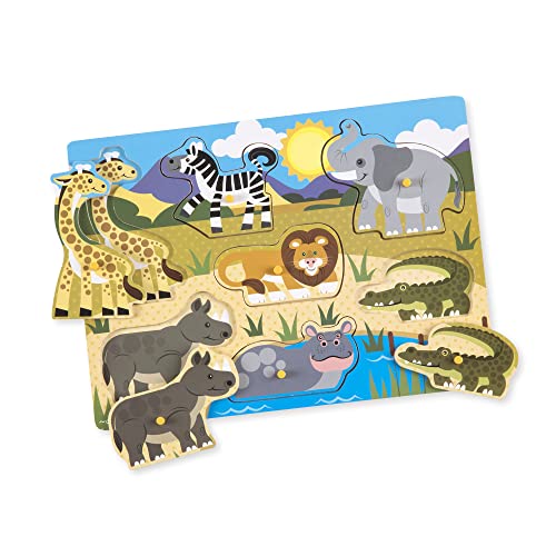 Melissa and Doug Safari Wooden Peg Puzzle (7 pcs)