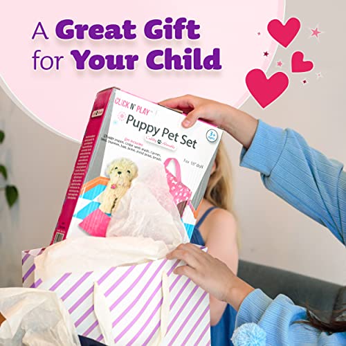 Click N' Play Toy Puppy Set for Kids, Toy Dog Bed - Little Girl Toys, Toys for 3+ Year Old Girls, Gifts for 3+ Year Old Girl, Gifts for 3 Year Old Girl, Toys for 3 Year Old Girls, Girl Toys Age 4-5