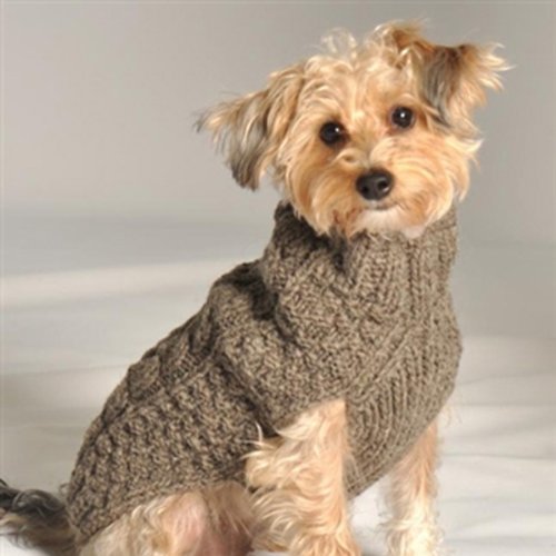 Chilly Dog Cable Dog Sweater, Medium, Grey