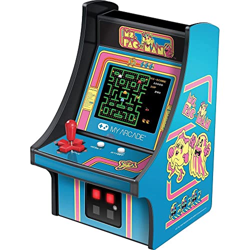 My Arcade Micro Player Mini Arcade Machine: Ms. Pac-Man Video Game, Fully Playable, 6.75 Inch Collectible, Color Display, Speaker, Volume Buttons, Headphone Jack - Electronic Games
