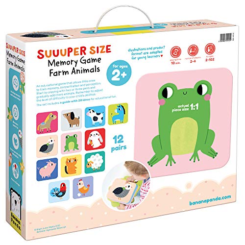 Banana Panda - Suuuper Size Memory Game Farm Animals - Educational Matching Activity for Kids Ages 2 Years +