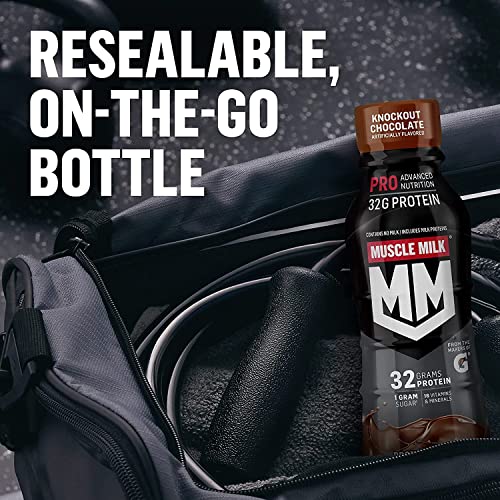Muscle Milk Pro Advanced Nutrition Protein Shake, Intense Vanilla, 11.16 Fl Oz Bottle, 12 Pack, 32g Protein, 1g Sugar, 16 Vitamins and Minerals, 5g Fiber, Workout Recovery, Energizing Snack, Packaging May Vary