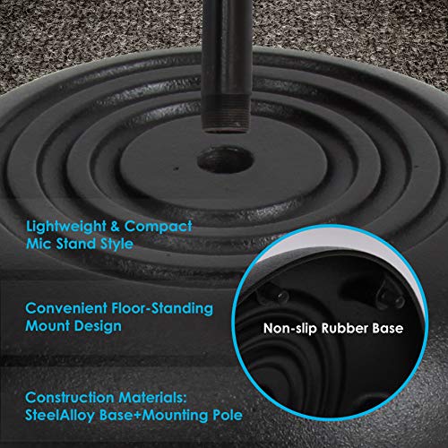 PYLE-PRO Microphone Stand - Universal Mic Mount with Heavy Compact Base, Height Adjustable (2.8’ - 5’ ft.) - PMKS5