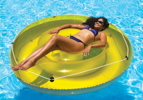 Swimline 9050 - 72' Swimming Pool SunTan Island Inflatable Lounger,Yellow and grey