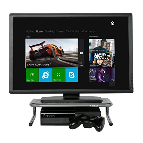 Allsop Metal Art Jr. Monitor Stand, 14-Inch wide platform holds 40 lbs with keyboard storage space - Pewter (27021)