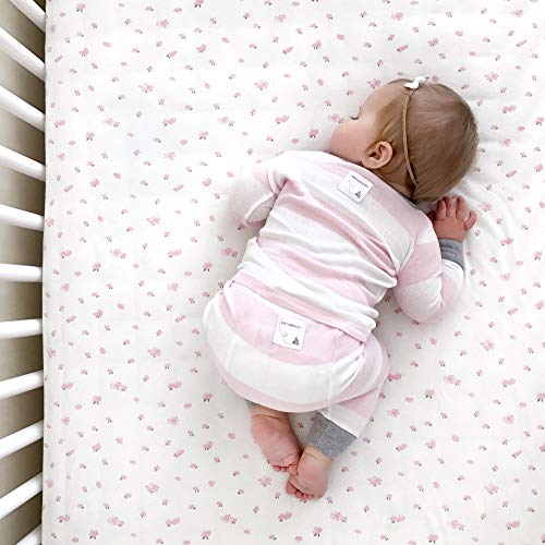 Burt's Bees Baby - Fitted Crib Sheet, Girls and Unisex 100% Organic Cotton Crib Sheet For Standard Crib and Toddler Mattresses (Blossom Pink Thin Stripes), 28x52 Inch (Pack of 1)