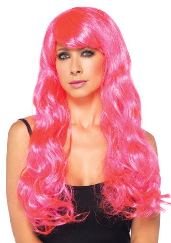 Leg Avenue Women's Star Wig o/s, Neon Pink 25' Long Wavy, One Size