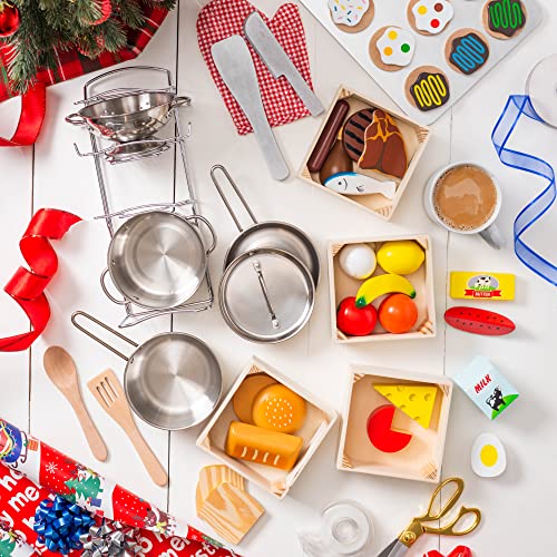 Melissa and Doug Food Groups - 21 Wooden Pieces and 4 Crates, Multi - Play Food Sets For Kids Kitchen, Pretend Food, Toy Food For Toddlers And Kids Ages 3+