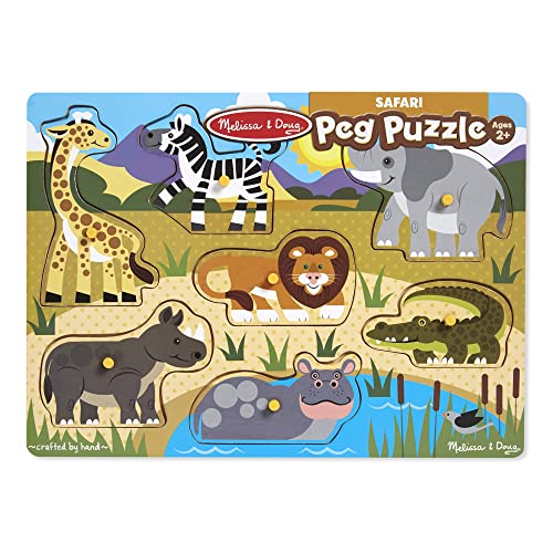 Melissa and Doug Safari Wooden Peg Puzzle (7 pcs)