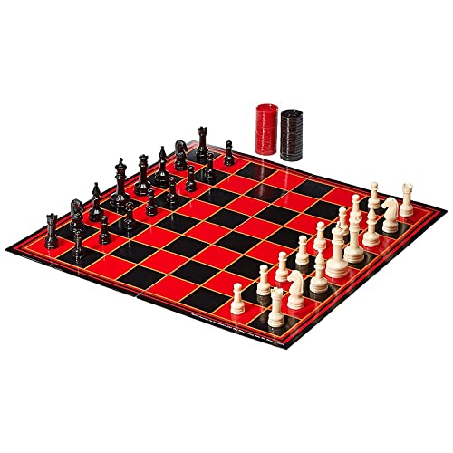 Pressman Chess / Checkers / Backgammon - 3 Games in One with Full Size Staunton Chess Pieces and Interlocking Checkers, 15.62 x 8.00 x 1.50 Inches