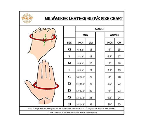 Milwaukee Leather MG7510 Men's 'Gel Palm' Black Short Wrist Leather Gloves - 2X-Large