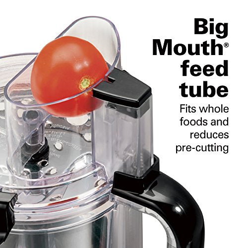 Hamilton Beach Stack and Snap Food Processor and Vegetable Chopper, BPA Free, Stainless Steel Blades, 12 Cup Bowl, 2-Speed 450 Watt Motor, Black (70725A)