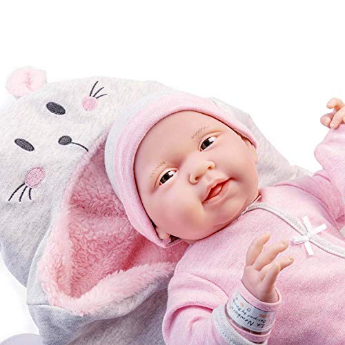 JC Toys - La Newborn Nursery | 8 Piece Bunting Soft Body Baby Doll Gift Set | 15.5' Life-Like Soft and Posable Newborn Doll with Accessories | Pink Bunny| Ages 2+ (18789)