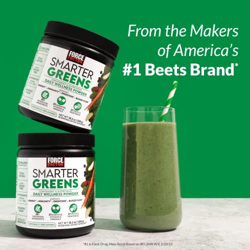Force Factor Smarter Greens Daily Wellness Powder 3-Pack to Support Energy, Immunity and Digestion, Greens Powder, Superfood Powder with Vitamins, Minerals and Probiotics, Unflavored, 90 Servings