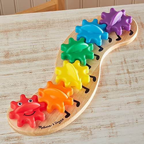 Melissa and Doug Rainbow Caterpillar Gear Toy With 6 Interchangeable Gears - For Toddlers And Babies