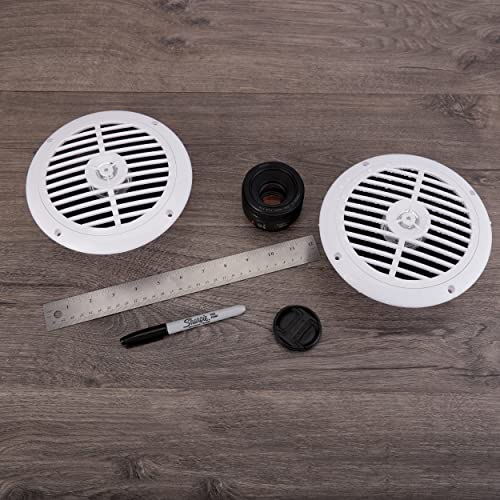 Pyle 6.5 Inch Dual Marine Speakers - 2 Way Waterproof and Weather Resistant Outdoor Audio Stereo Sound System with 120 Watt Power, Polypropylene Cone and Cloth Surround - 1 Pair - PLMR67W (White)