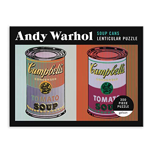 Andy Warhol Soup Cans Jigsaw Puzzle, 300 Pieces, 24” x 18” – Lenticular Jigsaw Puzzle Featuring Shifting Iconic Andy Warhol Artwork–Thick, Sturdy Pieces, Challenging Family Activity, Great Gift Idea