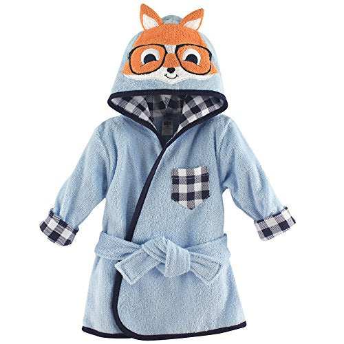Hudson Baby Unisex Baby Cotton Animal Face Bathrobe, Nerdy Fox, One Size