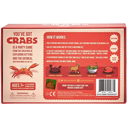You've Got Crabs by Exploding Kittens - A Card Game Filled with Crustaceans and Secrets - Family-Friendly Party Games For Adults, Teens and Kids