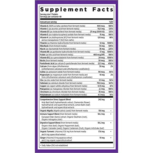 New Chapter Perfect Calm Multivitamin for Stress + Mood Support with B Vitamins + Holy + Lemon Balm + Organic Non-GMO Ingredients, Basil, 144 Count (Pack of 1)