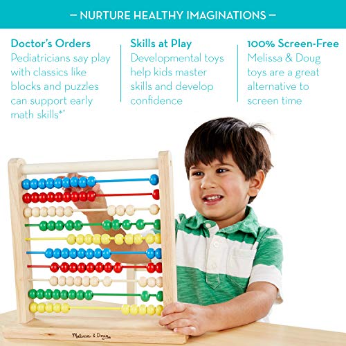 Melissa and Doug Abacus - Classic Wooden Educational Counting Toy With 100 Beads