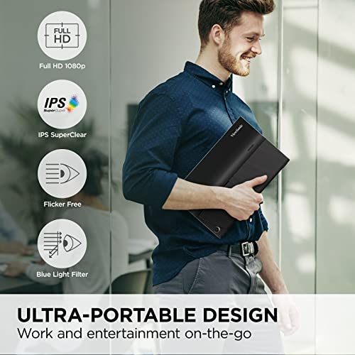 ViewSonic VA1655 15.6 Inch 1080p Portable IPS Monitor with Mobile Ergonomics, USB C, Mini HDMI and a Protective Case for Home and Office