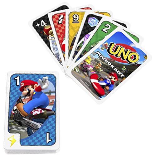 Mattel Games UNO Mario Kart Card Game for Kids, Adults, Family and Game Night with Special Rule for 2-10 Players