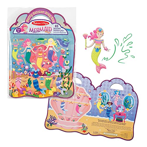 Melissa and Doug Reusable Puffy Sticker Play Set 3 Pack: On The Farm, Princess and Mermaid