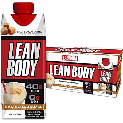 Lean Body Ready-to-Drink Salted Caramel Protein Shake, 40g Protein, Whey Blend, 0 Sugar, Gluten Free, 22 Vitamins and Minerals, 17 Fl Oz (Pack of 12)